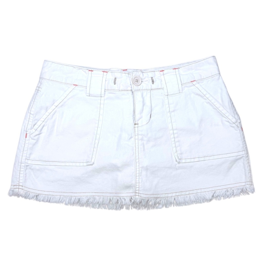 Unionbay Skort Womens Size 3 White Denim Fringe Mini Y2K JB51596